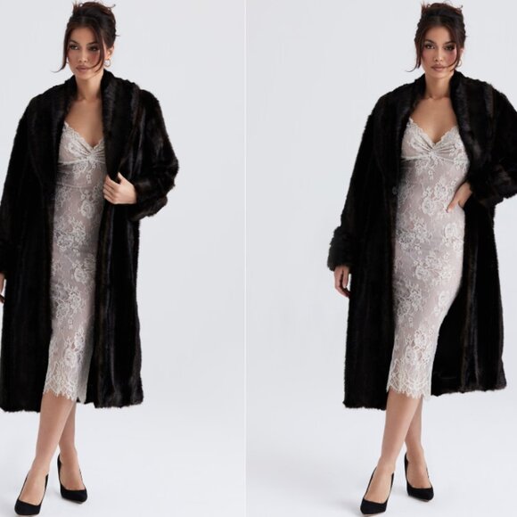 House of CB Callie dark brown faux fur coat NWOT - Picture 3 of 6